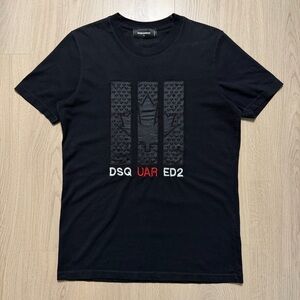 DSQUARED2 Canada Maple Leaf Short Sleeve T-Shirt Mens Small Black Red Italy